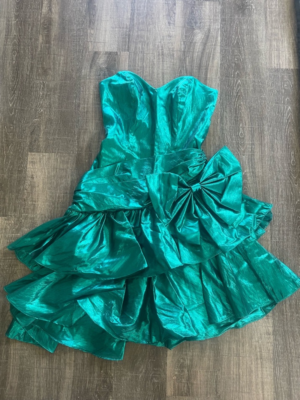 Vtg 80s Metallic Lamé Zum Zum Dress. Teal. Sz XS/SM. Made in USA
